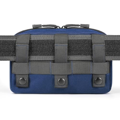 Tactical Molle Admin Pouch Utility Laser Cut EDC Tool Pouch Bag Horizontal Modular Pouches Include US Flag Patch and Keychain (Blue)