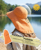 UPF 80+ Sun Hat for Men Women Wide Brim Sun Hat with Neck Flap Summer Beach UV Protection Gardening Fishing Hat (Muskmelon Orange)