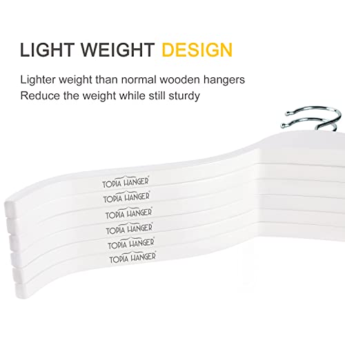 Slim Wooden Hangers with Extra Soft Non (White / 10 Pcs)