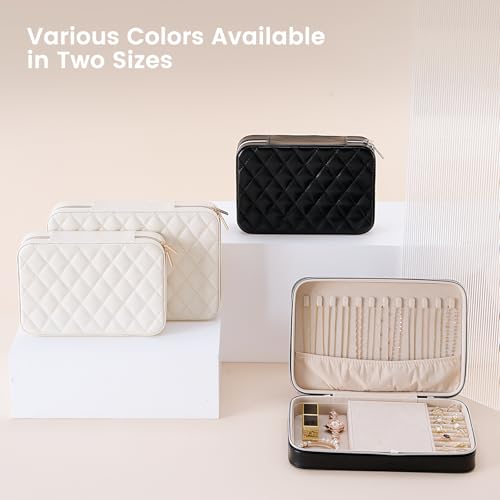 Travel Jewelry Case for Women Girls (Black / Large (10"W*6.69"D*2.17"H))