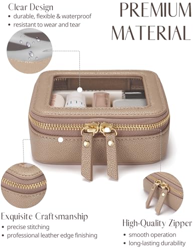 Small Makeup Pouch Clear Makeup Bag for Purse Travel Mini Bag for Women for Essentials Cute Cosmetic Case Traveling Small Toiletry Bag Portable Mini Pouch for Car Organizer Bag Gold (Gold / Mini Chic)