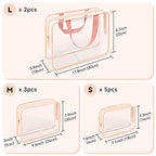 10 PCS Clear Travel Bags for Toiletries (Orange-Pink)