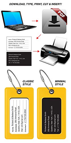 Luggage Tags Business Card Holder by TUFFTAAG (Yellow 2pk / 2 Pack)