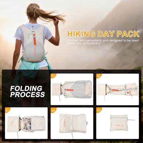 20L Hiking Backpack for Men Women Lightweight Foldable Small Daypack for Travel Camping Outdoor (Beige / 20l)