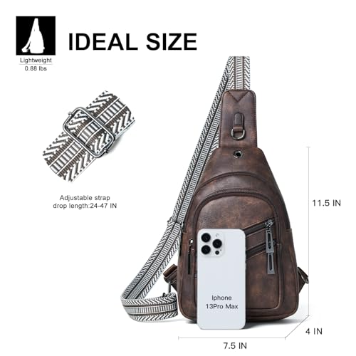7L Crossboydy Sling Bag for Women Vegan Leather Crossbody Purse Fanny Pack Chest Bag for Travel (7L / 7l-coffee)