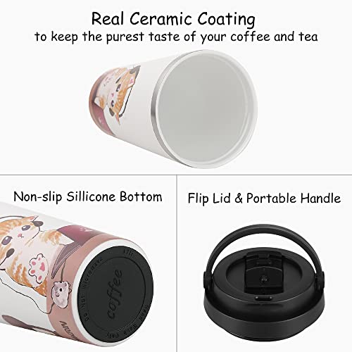 Insulated Coffee Mug with Ceramic Coating (MusicCat)