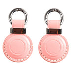2 Pack KEEPXYZ Genuine Leather Keychain Holder Compatible with Airtag ([2 Pack] Pink V2.0)
