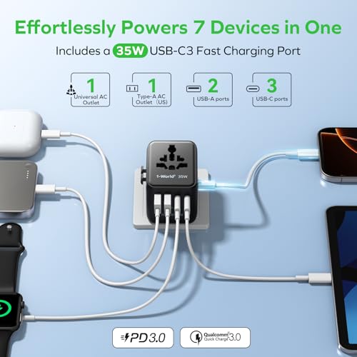 Mini 35W Universal Travel Adapter 7 (35W / Black)