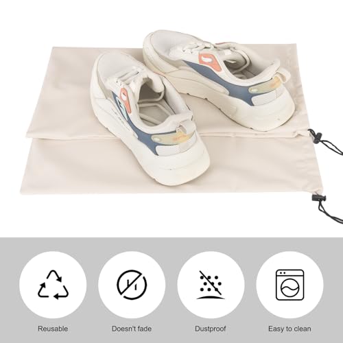8 Pcs Single Shoe Bags for Travel with Drawstring (Beige)