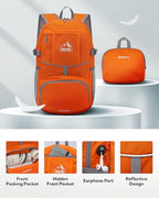 Small Lightweight Packable Hiking Backpack Foldable Travel Daypack (G-orange / 25L)