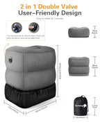 Inflatable Foot Rest Pillow for Airplane Travel (Dark Grey / 2 Pack (Regular Premium))