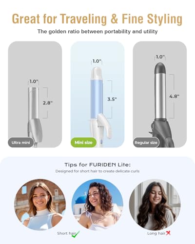 Travel Curling Iron Mini (Cornflower Blue - 390℉ for Fine/Damaged Hair Only)