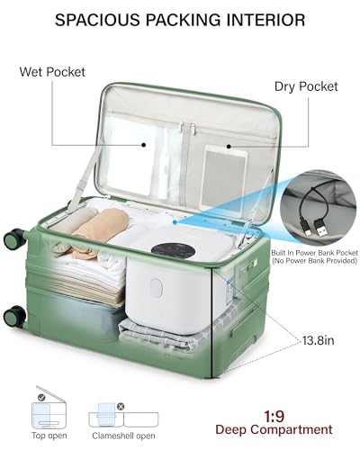 24 Inch Expandable Checked Luggage (Forest Green / 24 Inch EXT)