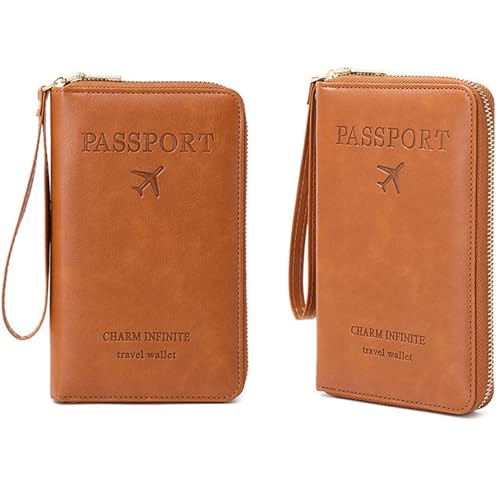 Multi Function RFID Travel Passport Wallet with Phone Pocket (Pink)