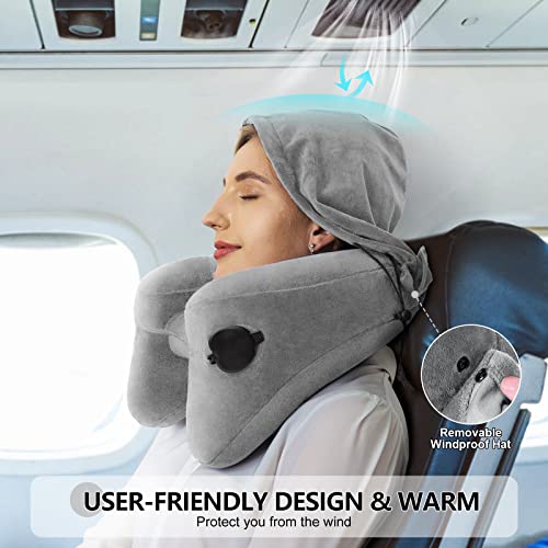 Travel Neck Pillow for Airplane Pillow Comfortably Supports Head (Dark Grey)