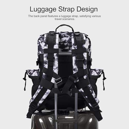 Military Tactical Backpack for Men and Women 45L Army 3 Days Assault Pack Bag Large Rucksack with Shoe Compartment (1.6 Black and White)