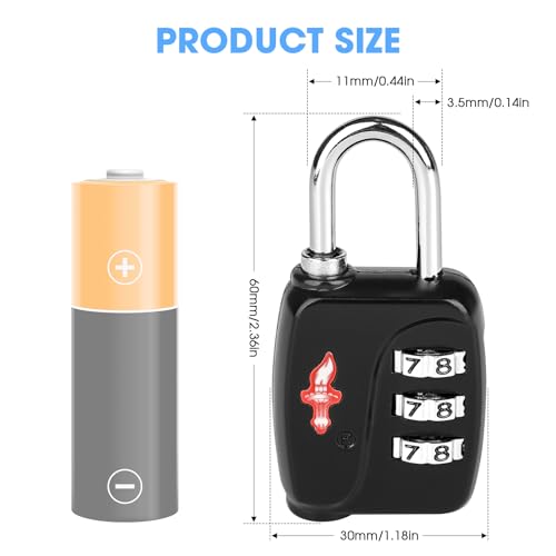 Safe Skies 3 Digit TSA Lock 2 (2 PACK BLACK)