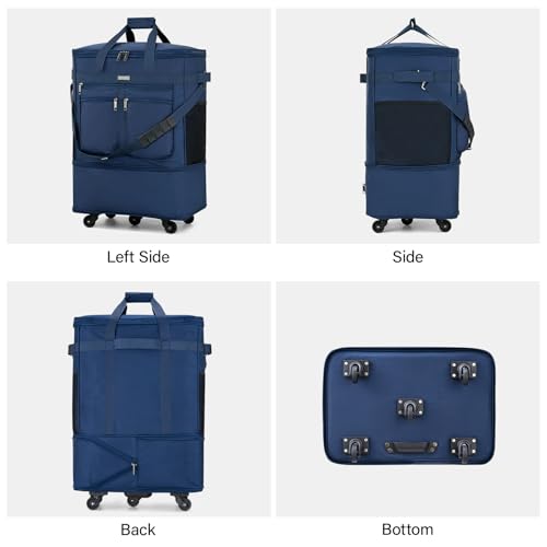 Expandable Luggage Bags for Travel Collapsible Suitcase with Wheels (Blue)