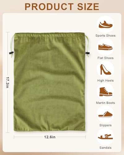 2 Pcs Shoe Bags for Travel (Sage Green / 17.3"x12.6")