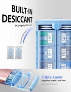 Large Metal AM PM Pill Organizer 7 Day (Rose Gold / Large - 26% More Capacity)