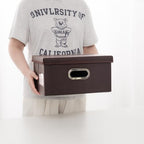 Collapsible Storage Box with Lid [3 (Brown / Small(3-Pack))