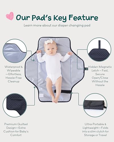 Baby Changing Pad Portable (Black Twill / Large)