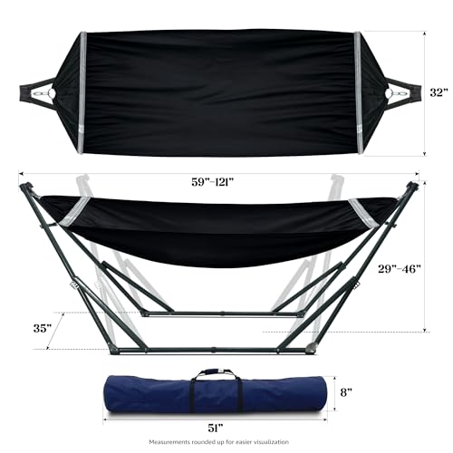 Portable Hammock Stand with Canvas Net (3. Black)