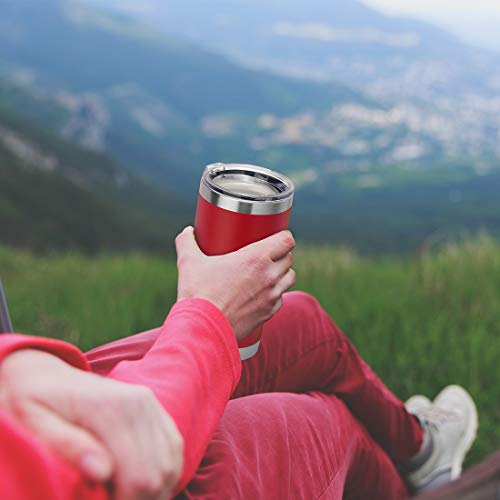 20oz Tumbler with Lid Stainless Steel Tumblers Bulk (Red / 4 count)