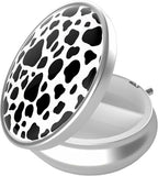 Pill Box 3 Compartment Portable Travel Medicine Box with Mirror (Cow)