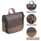 Hanging Toiletry Bag for Men VANCASE Vintage Leather Shaving Dopp Kit Medium Waterproof Travel Bathroom Bags Portable Shower Organizer Brown Pattern (Brown Pattern)