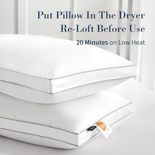 Luxury Feather Down Pillow King Size Set of 2 (King (Pack of 2))