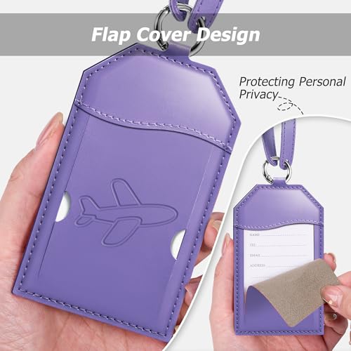 3 Pack Luggage Tags for Suitcases Bag Tag (Purple Airplane)