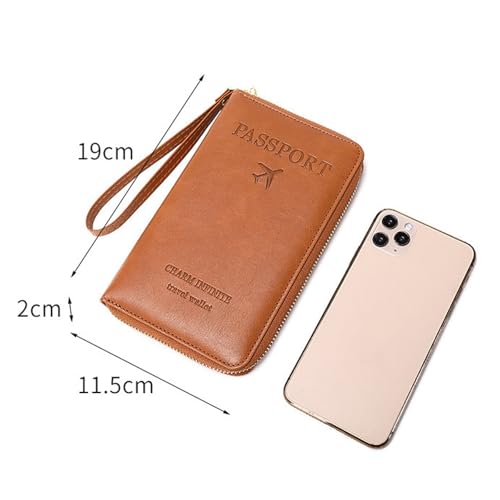 Multi Function RFID Travel Passport Wallet with Phone Pocket (Pink)