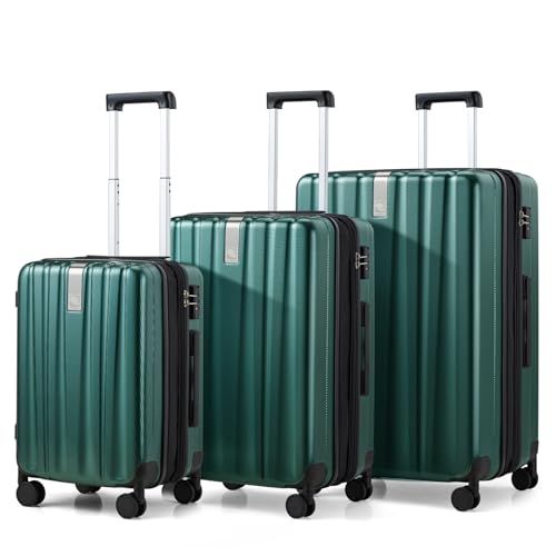 Expandable Hard Shell Luggage Sets (3 Pc Set EXT (20/24/29) / Blackish Green)