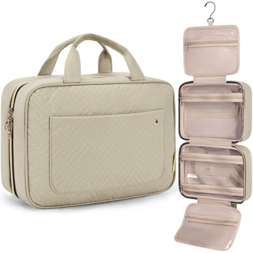 Toiletry Bag Travel Bag with Hanging Hook (Medium / Camel)
