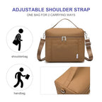 NOL Insulated Lunch Bags for Women Cooler Bag Lightweight Nylon Waterproof Lunch Box for Work Brown Small 4L (Brown / Small (4 Liters))