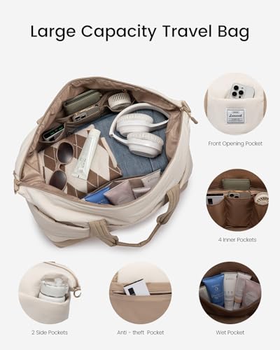 Travel Duffle Bag (Khaki-Off White-A / Large-3 Pcs)