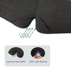 Wraparound Style Organic Cotton Eye Mask with Padded Nose (Dark Grey)
