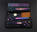 7" Dog Grooming Scissors Set with Rhinestone Accent (Rainbow)
