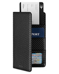 Passport Wallet for Travel RFID Blocking Premium Leather (Carbon Fiber Black)