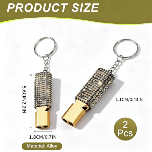 Three Tube Whistle Aluminum Alloy Survival Whistle for Outdoor Needs Sports Referee Emergency (Golden Mix2pcs)