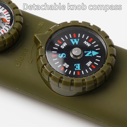 Multifunctional Survival Emergency Whistle for Kids with Compass Hiking Survival (army green)
