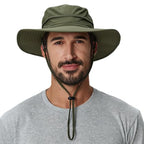 UPF50+ Mens Sun Hat Wide Brim Fishing Hat for Mens Womens Beach Bucket Hat Gardening Golf Army Green (One Size / Army Green)