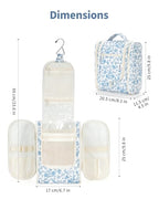Hanging Travel Toiletry Bag for Women (B-Blue Flower / Medium)