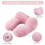 2 Pack Inflatable Travel Neck Pillow Airplane (Light Pink, Violet)