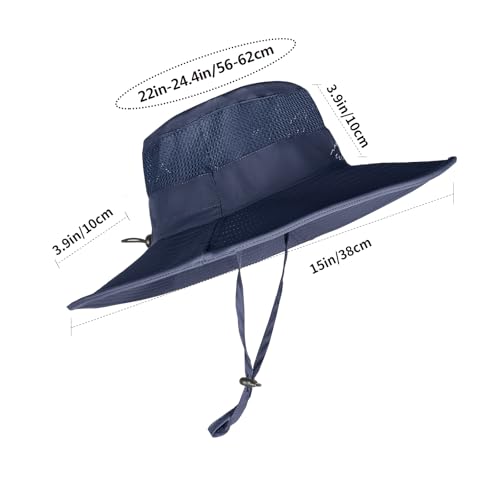 Sun Hats for Men Women Fishing Hat UPF 50+ Breathable Wide Brim Summer UV Protection Hat (1pack-navy Blue)