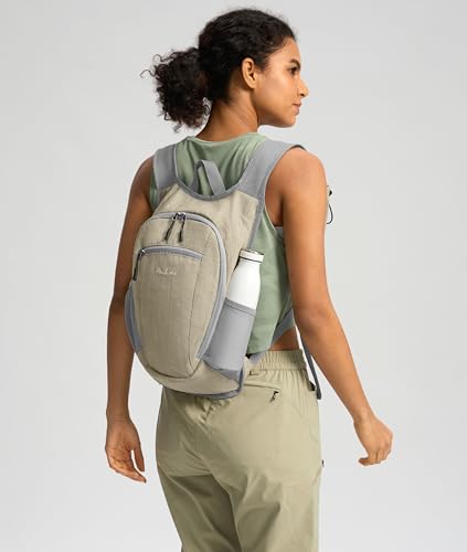 10L Small Hiking Backpack Travel Daypack Lightweight Packable Back Pack for Women Men (Beige)