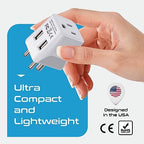 India, Nepal, Bangladesh Travel Adapter Plug with USB-A + USB-C - Type D - Usa Input - Ultra Compact - Safe Grounded Perfect for Cell Phones, Laptops, Camera (CTU-10) (Off White)