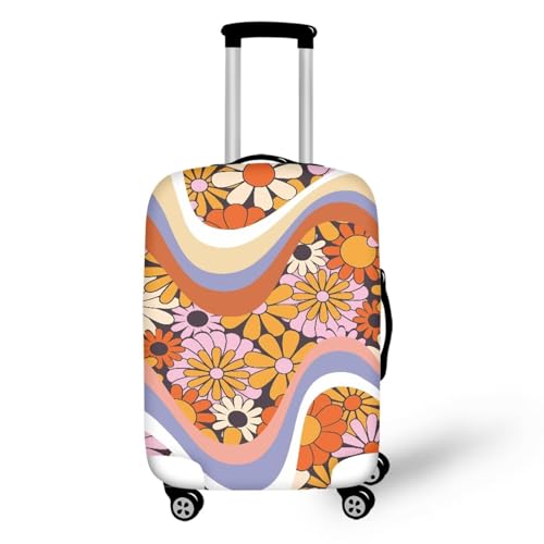 Swirl Hippie Flowers Baggage Covers for 18 (S(for 18-21 inch luggage) / Colorful Swirl Hippie Flowers)