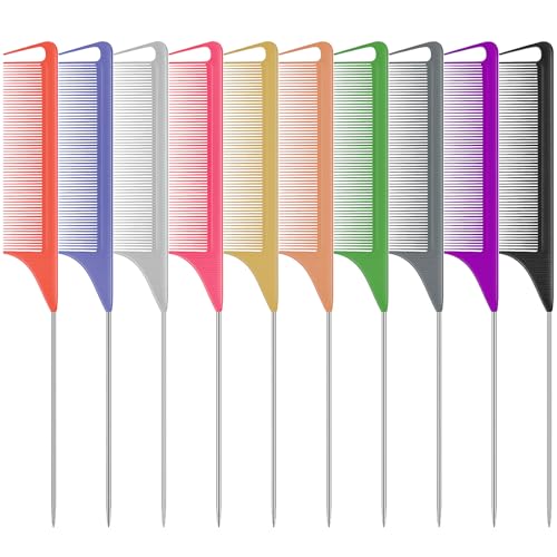 10 PCS Rat Tail Combs Set (Rainbow)